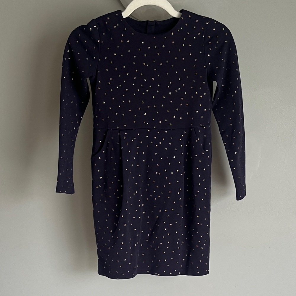H&M Kids Dress Navy with Gold Stars and Pockets. Size 8/10